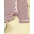 thumbnail image 6 of Biezeib Girls and Boys Romper Pajama Lapel Neck Short Sleeve Contrast Trim Button Down Waffle Jumpsuit Infant Toddler Sleepwear Clothes, 6 of 6