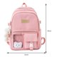 thumbnail image 3 of Mochila escolar informal Mochila de nailon Mochila estilo preppy con varios bolsillos (rosa) Sywqhk Para Estrenar, 3 of 8