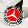 thumbnail image 2 of Juego de 4 insignias centrales de rueda Mercedes Benz, tapacubos cromados, vendedor estadounidense, 75 mm (rojo), 2 of 5