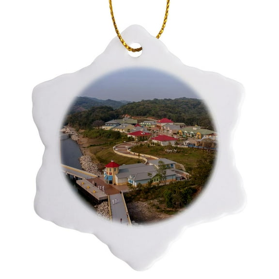 3drose, Promenade, Roatan, Honduras - Sa12 Jen0028 - Jim Engelbrecht, 3 inch Snowflake Porcelain Ornament