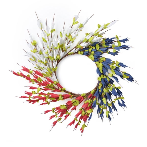 Aximioll Independence Day Wreath 19.68In, Greenery on Vine Base, Independence Day Wreath Decor for Front Door Wall Entryway Mantel