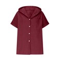 thumbnail image 4 of Taqqpue Women's Linen Hoodies Tops Short Sleeve Hoodies Casual Tops Button Front V Neck T-Shirts Lightweight Summer Beach Tee Tops with Pocket, 4 of 6