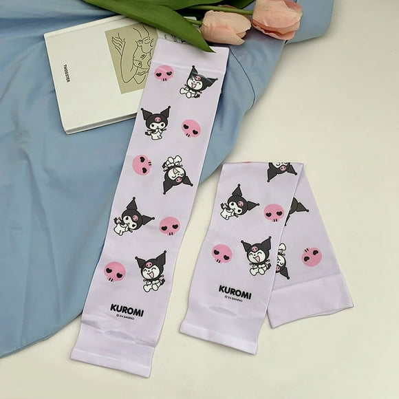 Sanrio Cartoon Kawaii Anime Cinnamoroll Kuromi Hello Kittys Halloween Cute Sunscreen Breathable Ice Silk Riding Sleeves ZR