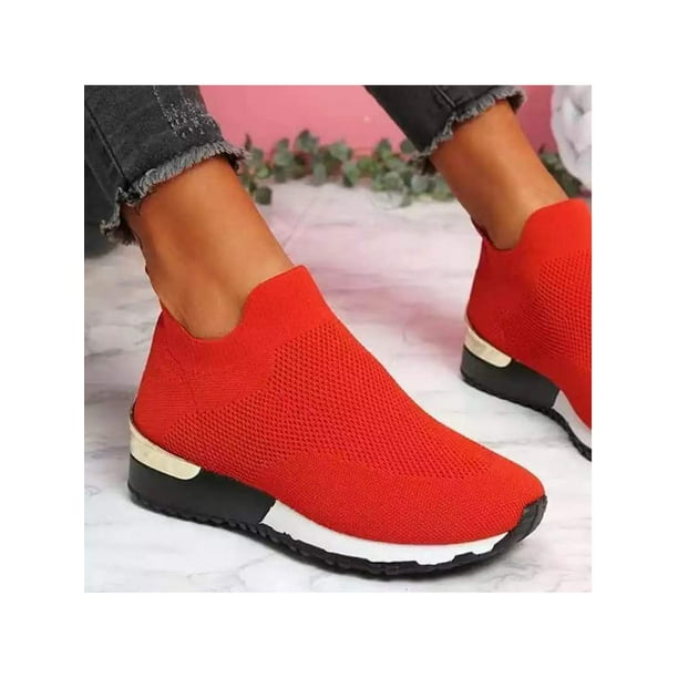 UKAP Chaussures D contract es pour Femmes Glisser sur des Baskets Plates Respirantes Chaussures de Marche pour Femmes Sneaker de Chaussette