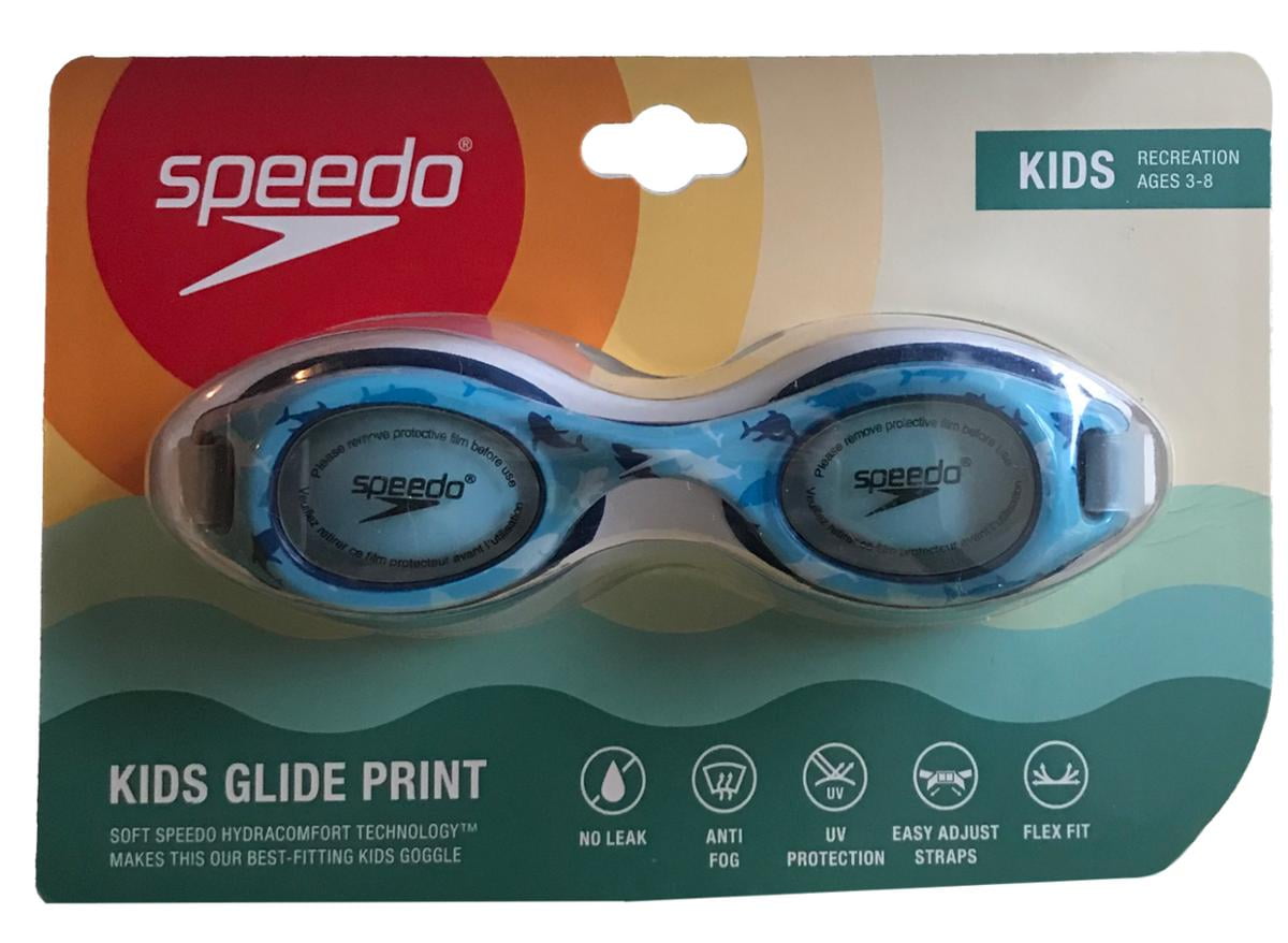Speedo Kids Glide Goggles Brand New Factory Sealed~Ages 6-14 CARBON W SPARKS 