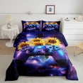 thumbnail image 2 of Castle Fairy Purple Galaxy Gamer Full Size Comforter Sets,Floral Sunflowers Bedding Sets, 2 of 8