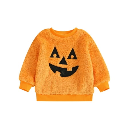 

Mioliknya Baby Halloween Pumpkin Romper/Sweatshirt Long Sleeve Bodysuit/Tops