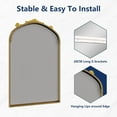 thumbnail image 4 of Swafrrt 24" x 36" Antique Gold Arch Mirror Vintage Wall Mirror Decor with Alumium Alloy Frame, Traditional Gold Bathroom Mirror for Wall, 4 of 8