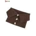 thumbnail image 6 of Spencer Women Knitted Fake Collar Scarf Neck Warmer Winter Detachable Button Closure Scarf Wrap (Coffee), 6 of 8