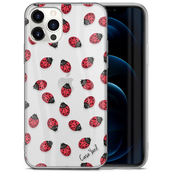 Case Yard iPhone-12/12-Pro Case Clear Soft & Flexible TPU Ultra Low Profile Slim Fit Thin Shockproof Transparent Bumper Protective Cover Drop Protective Cell Phone Cases (Ladybug)