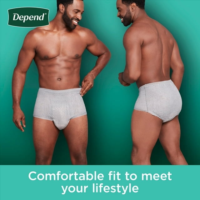 Depend Fresh Protection Adult Incontinence Underwear for Men, Maximum, XXL, Grey, 44Ct ( 2 Pack - 88Ct Total)