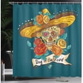 thumbnail image 4 of Ambesonne Skull Shower Curtain, Mexican Hat, 69"Wx84"L, Petrol Blue Turquoise, 4 of 5