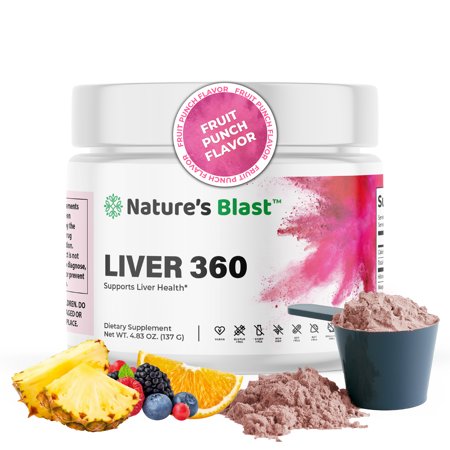 Liver 360 Fruit Punch Flavor Liver Support Powdered Supplement, Liver Cleanse & Detox by Nature's Blast