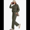 thumbnail image 4 of Conjuntos de 2 Piezas para Mujer, Sudadera, Ropa Informal de Viaje, Chándal de Pierna , Chándales Cómodos, Moda. Verde M, 4 of 6
