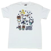 Animal Crossing Mens T-Shirt - 8 Character Collection With Logo (Medium)