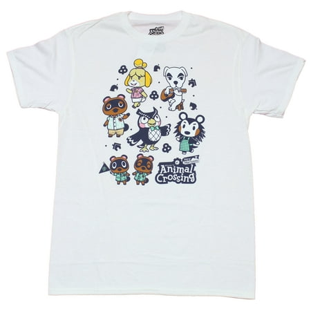 Animal Crossing Mens T-Shirt - 8 Character Collection With Logo (Medium)
