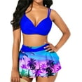 thumbnail image 2 of Women's High Waist Bikini Sets Wrap Push Up Padded Bikini Bra + Skirt Bottom Swimwear Swimsuit Bathing Suit, 2 of 5