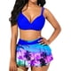 thumbnail image 2 of Txlixc Traje de baño de 2 piezas para mujeres, vestido de bikini de color sólido + falda de hoja de loto Txlixc  moda, 2 of 5
