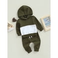 thumbnail image 2 of Inevnen Toddler Baby Boy Clothes Fall Winter Outfits Color Block Hoodie Sweatshirt Tops Jogger Pants Set, 2 of 8