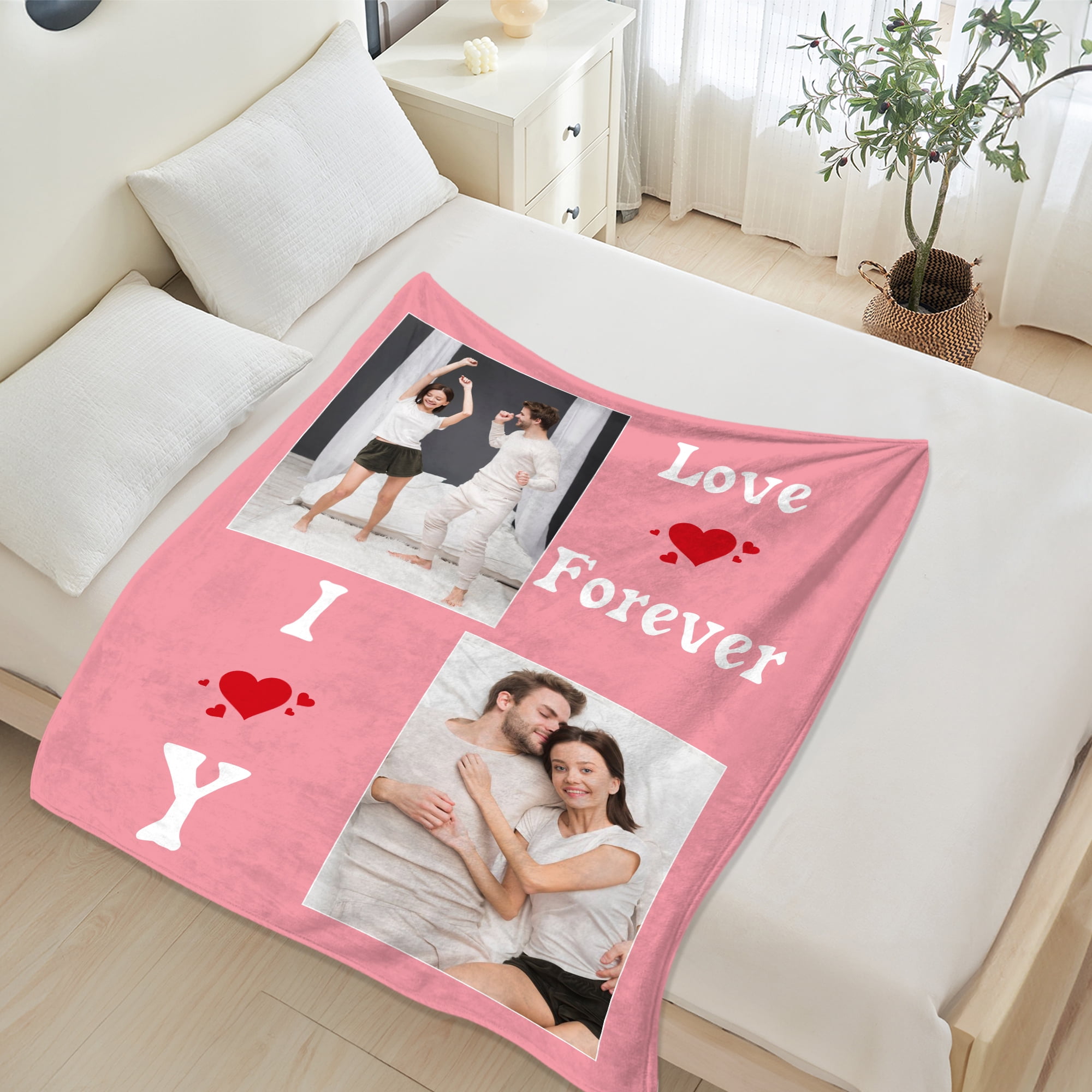 JML Custom Soft Flannel Blanket - Personalized Photo & Text Throw, Blankets & Throws 30"x40" for Family, Pets, & Adults