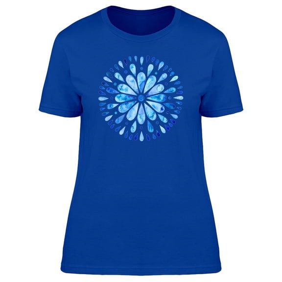 Blue Watercolor Mandala T-Shirt Women -Image by Shutterstock, Female Small