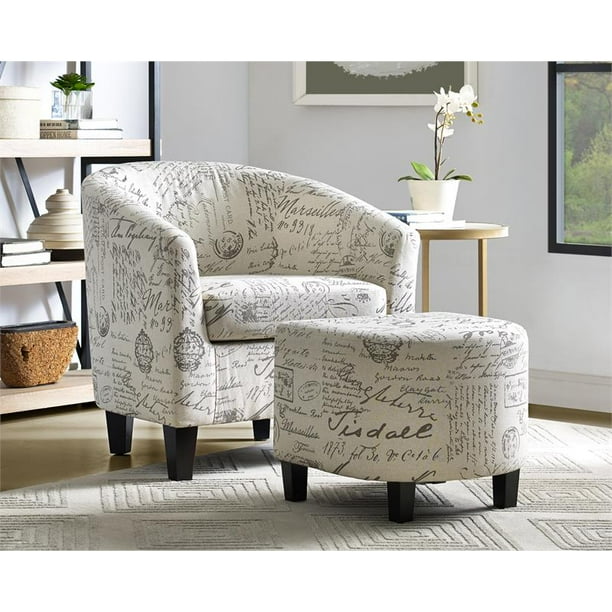 French script 2024 chair and ottoman