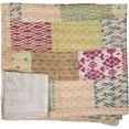 thumbnail image 4 of Patchwork Silk Kantha Quilt Bedcover Silk Patola Quilt Throw Blanket, 4 of 5