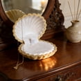 thumbnail image 1 of Velvet Storage Box SeaShell Velvet Jewelry Box Earthy Yellow Jewelry Storage and Display Organizer for Earrings Rings Necklaces(1Pcs) Rkxzt, 1 of 9