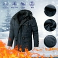thumbnail image 2 of Vedolay Men Coats for Winter Printed Hooded Pockets Warm Floral Button Coat Jacket Blue,S, 2 of 5