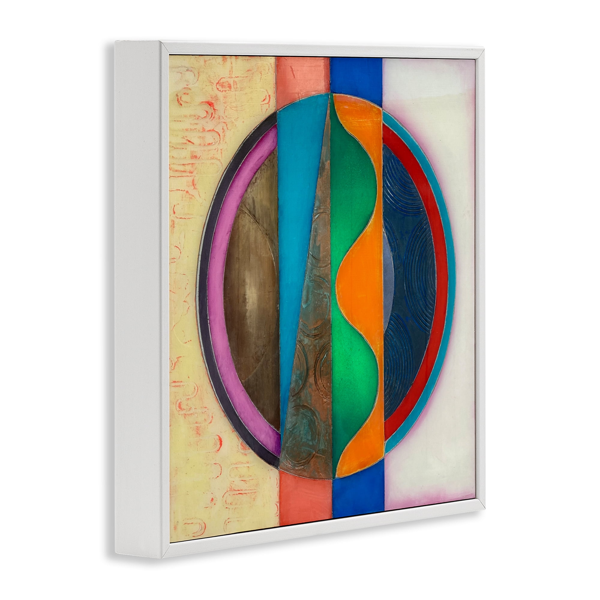 Stupell Industries Circle with Intersecting Waves White Framed Giclee Art, design by Matthew Finger