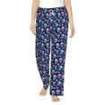thumbnail image 2 of Lsque Blue Skull Flower Print Women's Pajama Pants, Lounge Pant - Comfortable Home Wear,Elastic Waistband, Stylish Design-Small, 2 of 9