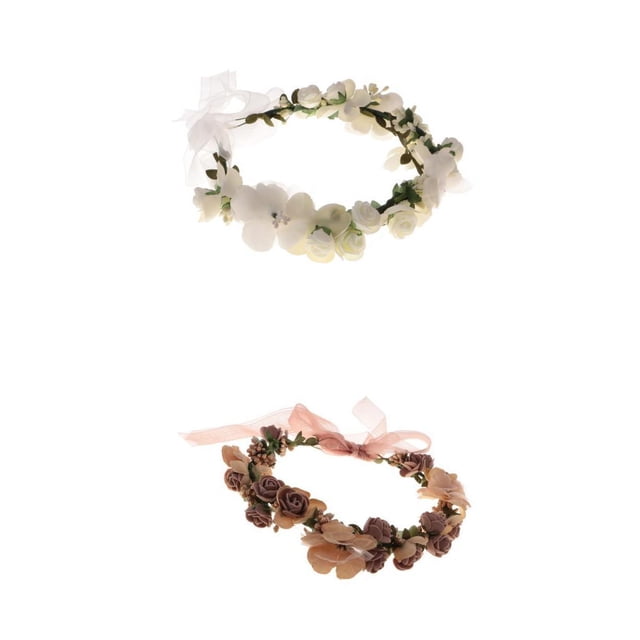 2x Boho Flor Banda para El Cabello Guirnalda Boda Café Zulema Diademas Flores