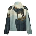 thumbnail image 6 of Jackets for Women Winter Coat Jackets Flannel Stand Collar Jacket(Wolf on Cliff,Size:S-4XL), 6 of 7
