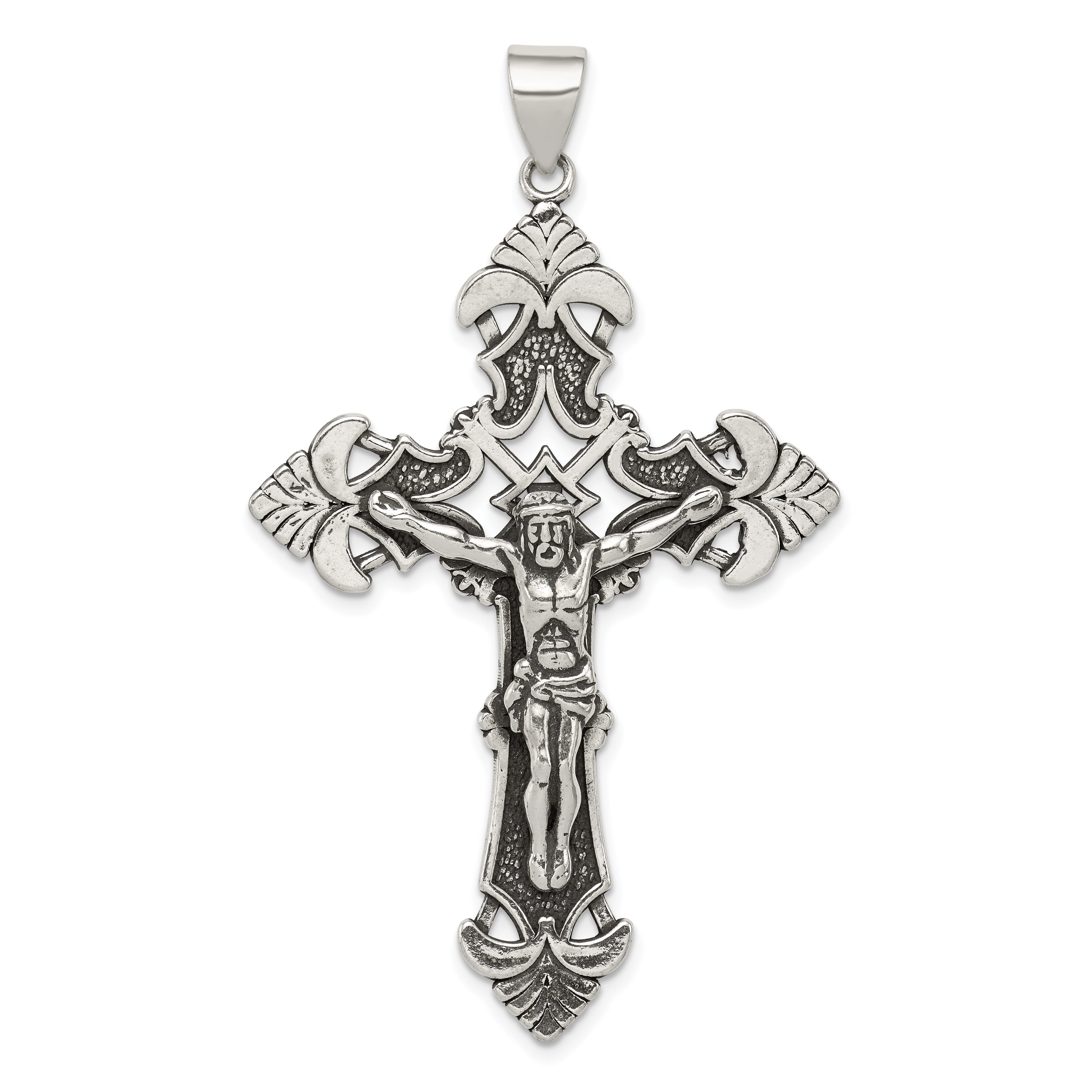 14K Yellow Gold-plated 925 Silver INRI Crucifix Pendant Jewels Obsession Silver INRI Crucifix Pendant