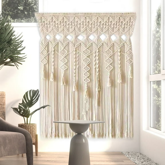 Handmade Macrame Door Curtain – Natural Cotton Tapestry, Unique Boho Wall Decor for Living Room, Bedroom, Weddings & Events – 90x180cm