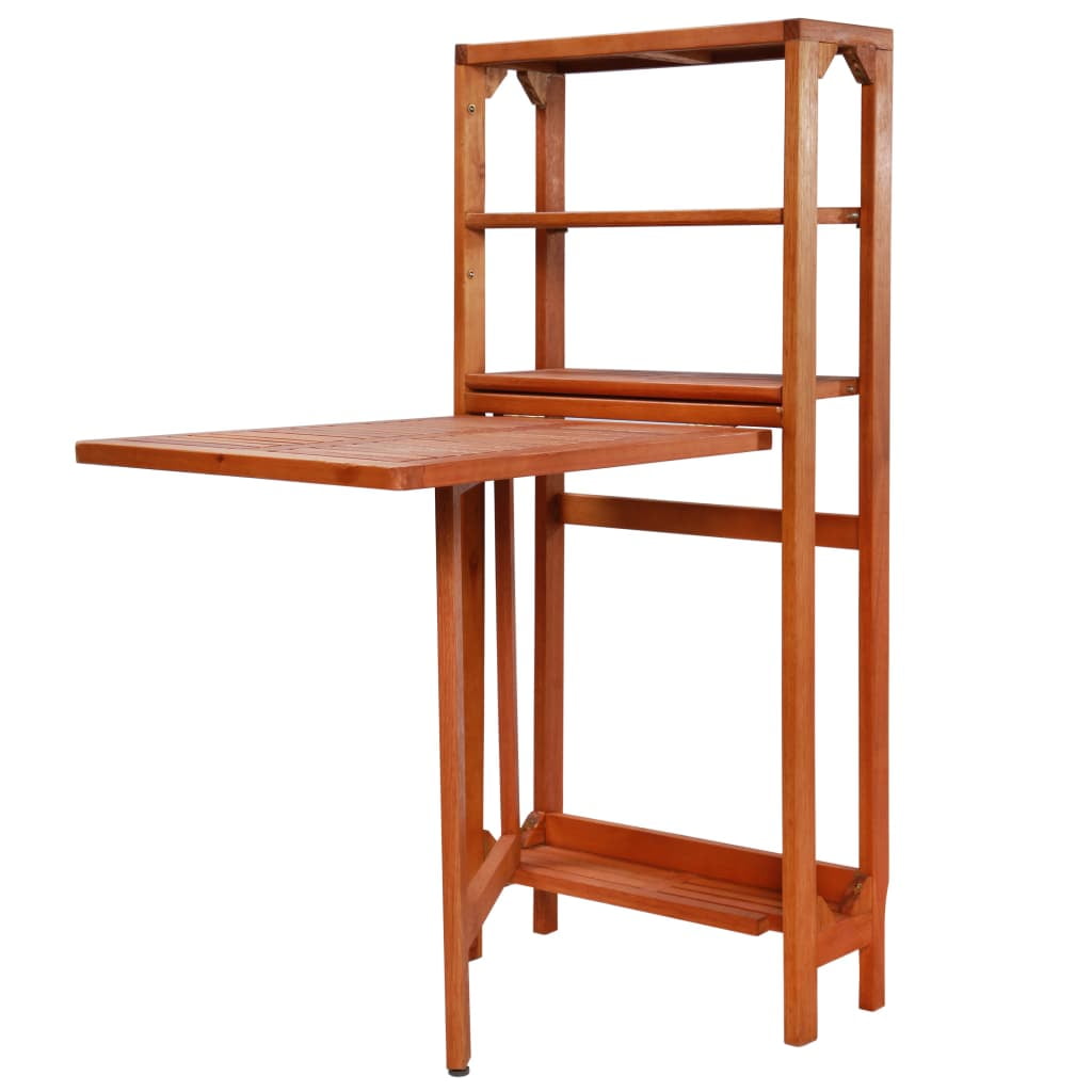 Kepooman Outdoor Patio Folding Wooden Table & Chair Set with Storage Shelf, Set of 3, Brown Kepooman Outdoor Patio Folding Wooden Table & Chair Set with Storage Shelf, Set of 3, Brown