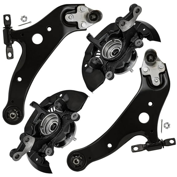 Detroit Axle - FWD Front Steering Knuckles & Hub Bearings Lower Control Arms Replacement for 2011-2017 Toyota Sienna - 4pc Set