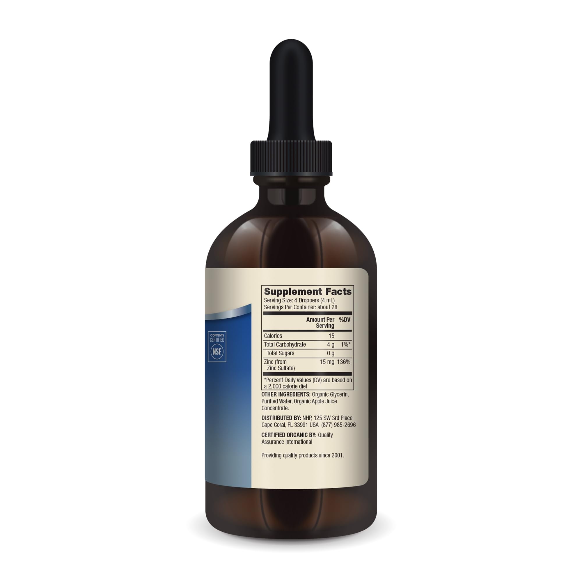 Dr. Mercola Zinc Liquid Drops, 3.88 Fl. Oz. (115 mL), 3-Pack (About 84 Servings), Dietary Supplement, 15mg Per Serving, Immune Support & Cognitive Function, Certified USDA Organic