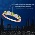 thumbnail image 2 of Gem Stone King 18K Rose Gold Plated Silver Green Peridot and E - F Lab Grown Diamond Wedding-Bands Ring for Women | 1.44 Cttw | Round 4MM | Gemstone August Birthstone | Size 5, 2 of 6