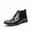Black, variant on Men's Crocodile-Embossed Leather Dress Boots , Glossy Leather Ankle Dress Boots with Zipper, Black Green Brown