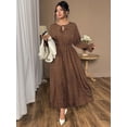 thumbnail image 3 of AURA Plus Size Women’s Dress Polka Dot Chiffon Long Sleeve Office Wear 0XL–4XL, 3 of 7