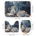 thumbnail image 3 of 4 Piece Shower Curtain Sets Bathroom Sets with Curtain Rug Toilet Cover And U Shaped Mat Coffee Kitchen Durable And Waterproof Vintage Style Coffee for Bathtub Decor, 3 of 8