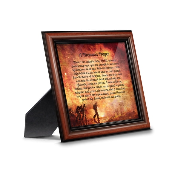 Firefighter Gifts for Men and Women, Fire Academy Graduation Gift, Fire Fighter Gifts or Firehouse Decor, A Fireman's Prayer Framed Wall Art for Home or Fire Station, 8650W