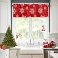 thumbnail image 2 of Christmas Window Curtain Valance for Kitchen Bedroom, Snowflakes Printed Red Short Curtain Valance Christmas Decoration Rod Pocket for Bathroom Living Room,54" x 18", 1 Panel, 2 of 7