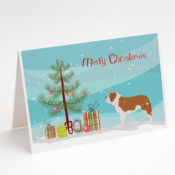 Caroline's Treasures Saint Bernard Christmas Christmas Greeting Cards with Envelopes, 5" x 7" (8 Count)