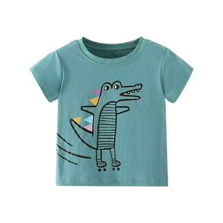 

Toddler Kids Girls Summer Cartoon Printed Dinosaur Dark Green Jacket Short Sleeve Child Kids Baby Clothing Dailywear