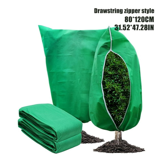 Plant Frost Protection Cover, Reusable Winter Blanket for Shrubs Trees, Zipper Drawstring Design