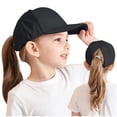 thumbnail image 2 of Straw Hat for Kids Girls Criss Cross Ponytail Hat Reflective Outdoor Hat Mesh Quick Dry Baseball Cap for Kids Age 3-12 Years, 2 of 5