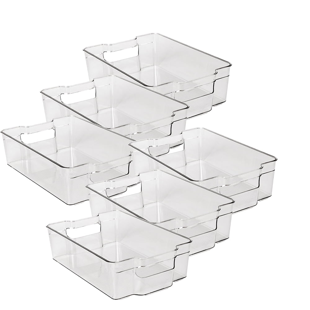 PEACNNG Refrigerator Organizer Bins, 6Pieces Clear Plastic Bins for
