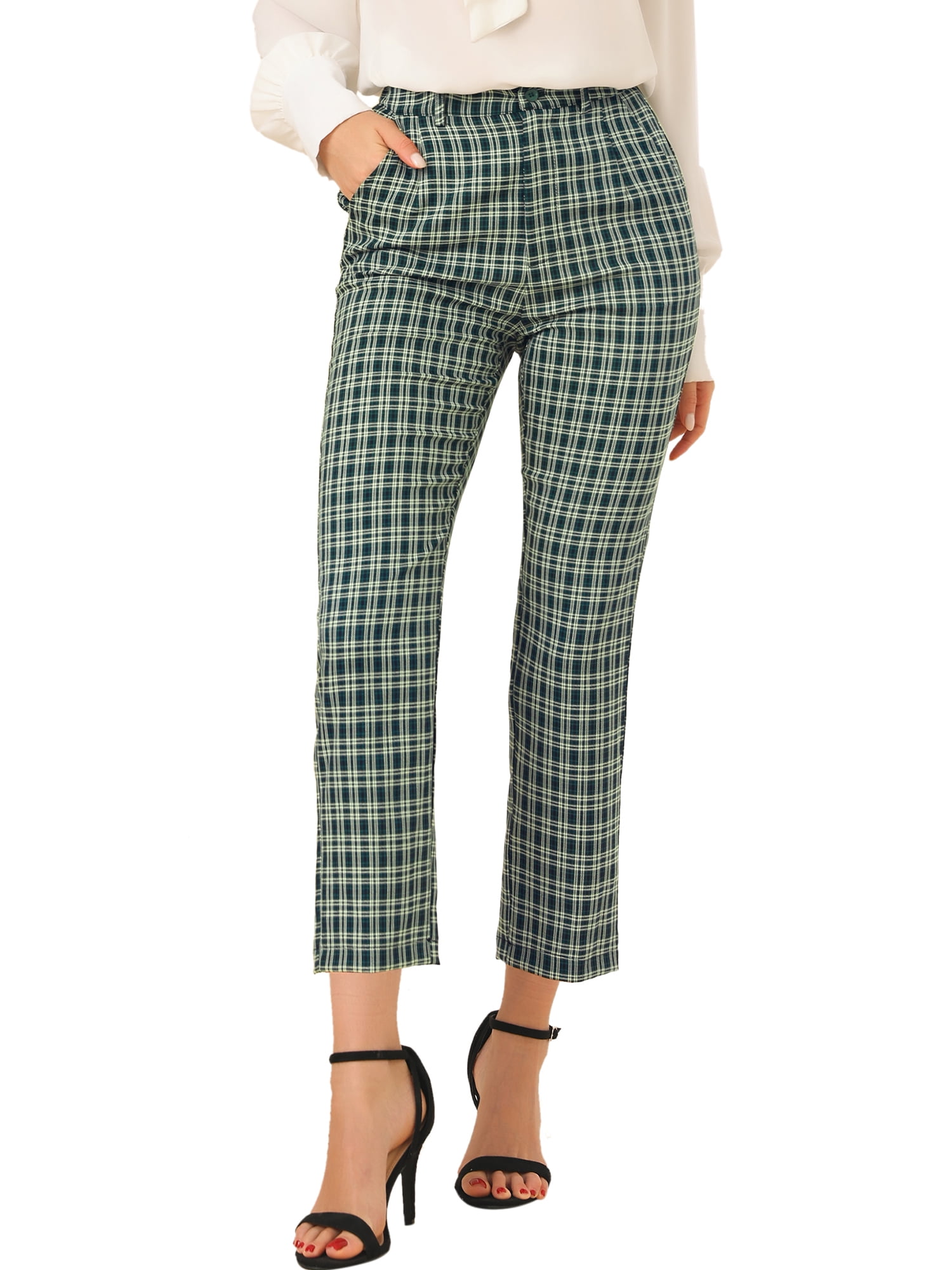 high waisted plaid pants